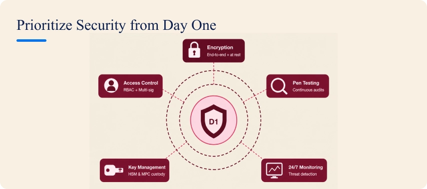  Security architecture for a platform like Kinexys — encryption, access control, key management, and continuous monitoring
                                
