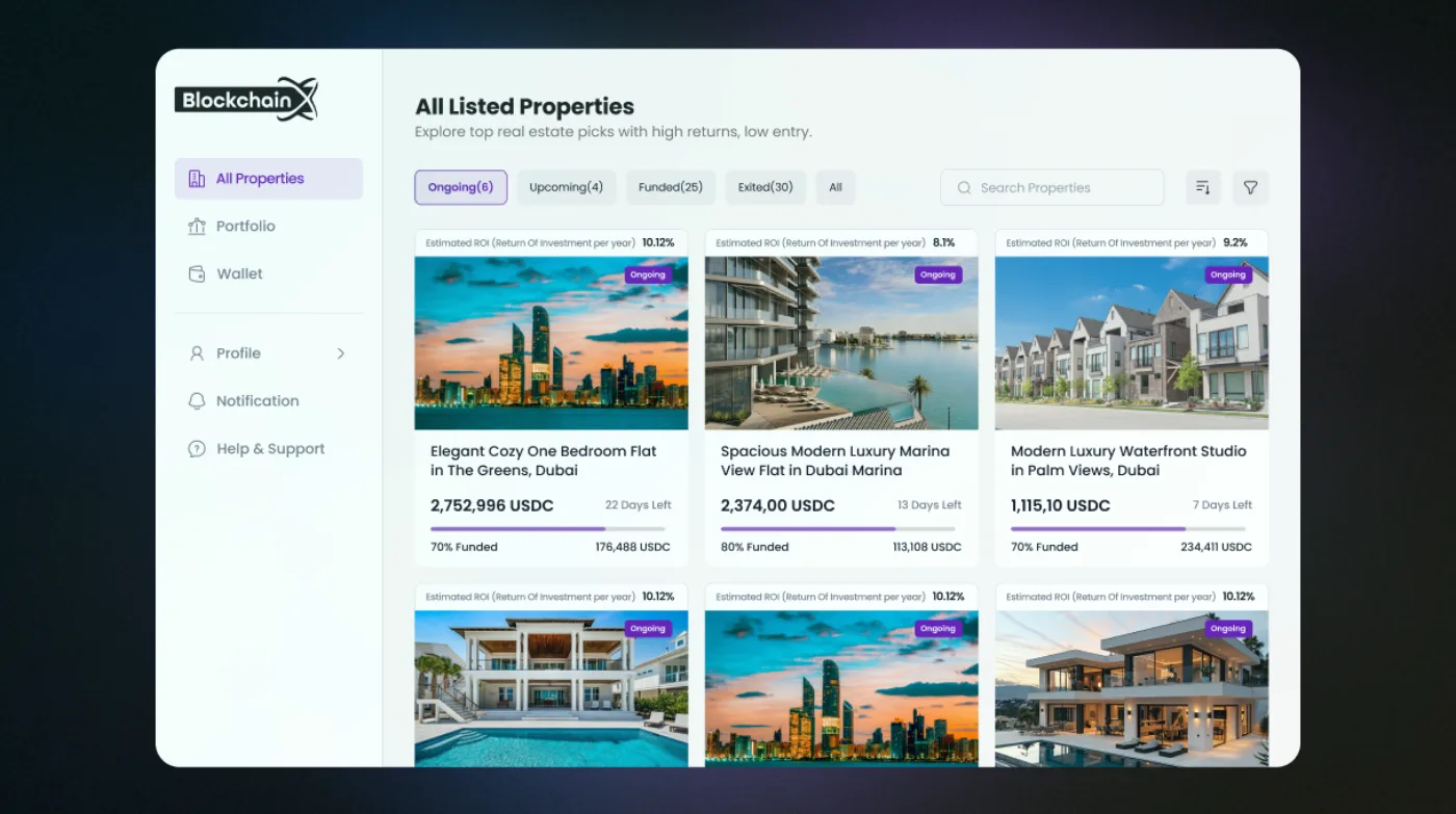 Real Estate Tokenization Platform preview by BlockchainX
